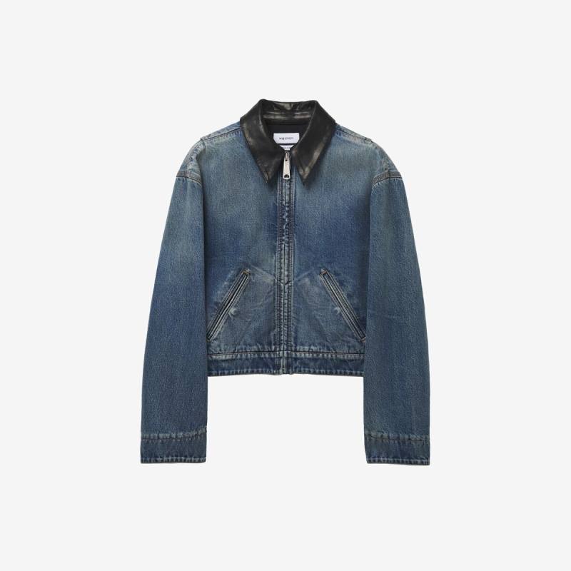 Alexander McQueen Women's Blue Contrast Collar Denim Jacket - 8 (Cotton)